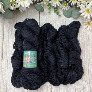 "Onyx" Deluxe Sparkle Fingering Hand-dyed Yarn