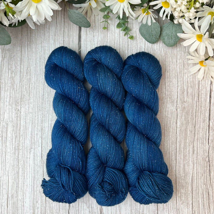 "Peacock" Deluxe Sparkle Fingering Hand-dyed Yarn