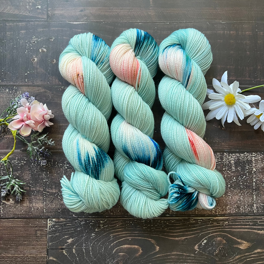 "Forget Me Not" Assigned Pooling Hand-dyed Yarn