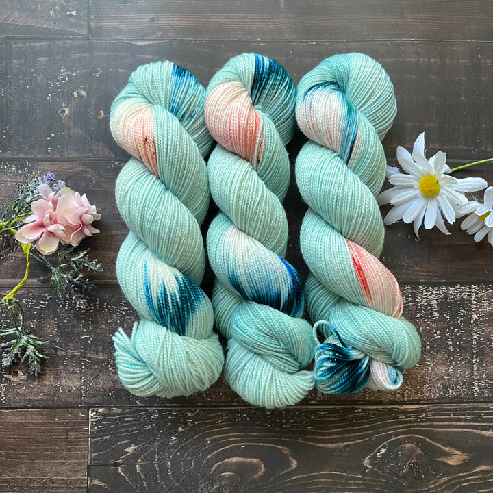 "Forget Me Not" Assigned Pooling Hand-dyed Yarn