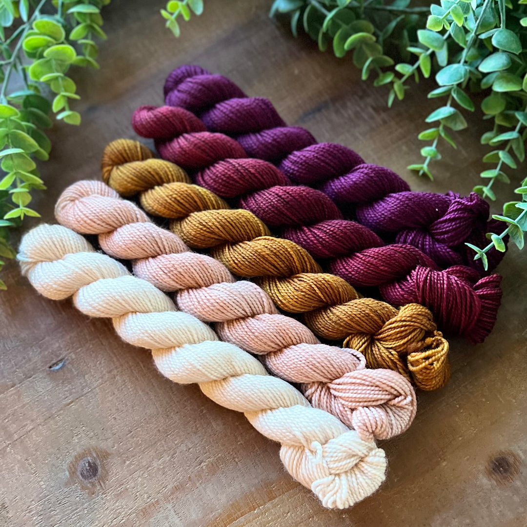 Burgundy Wine 5-Skein Mini Bundle Hand-dyed Yarn