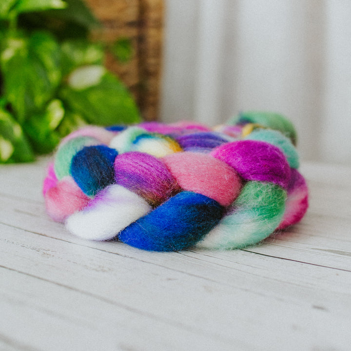 "Carnival" Hand-Dyed Roving - Shetland