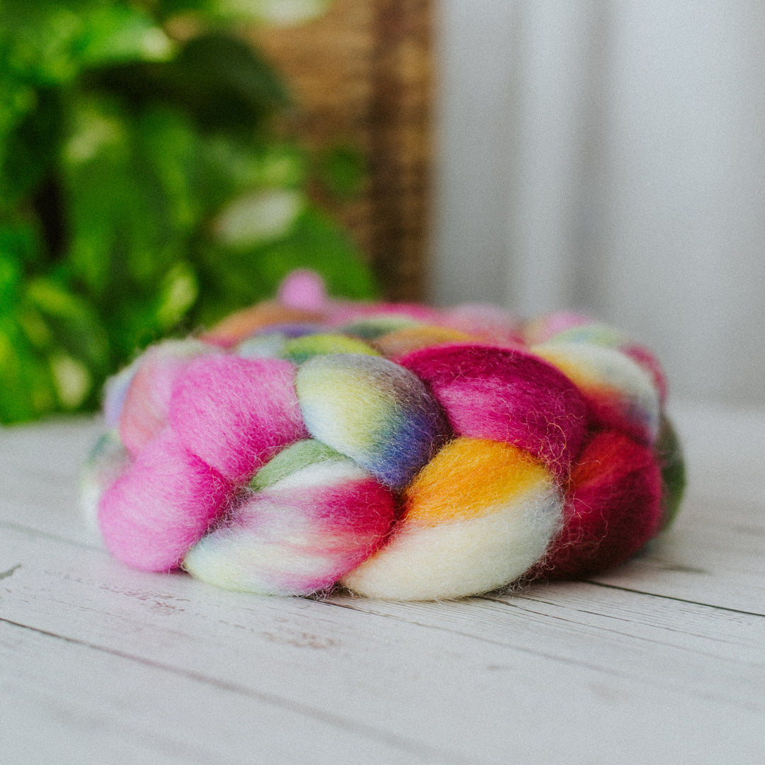 "Springtime" Hand-Dyed Roving - Corriedale