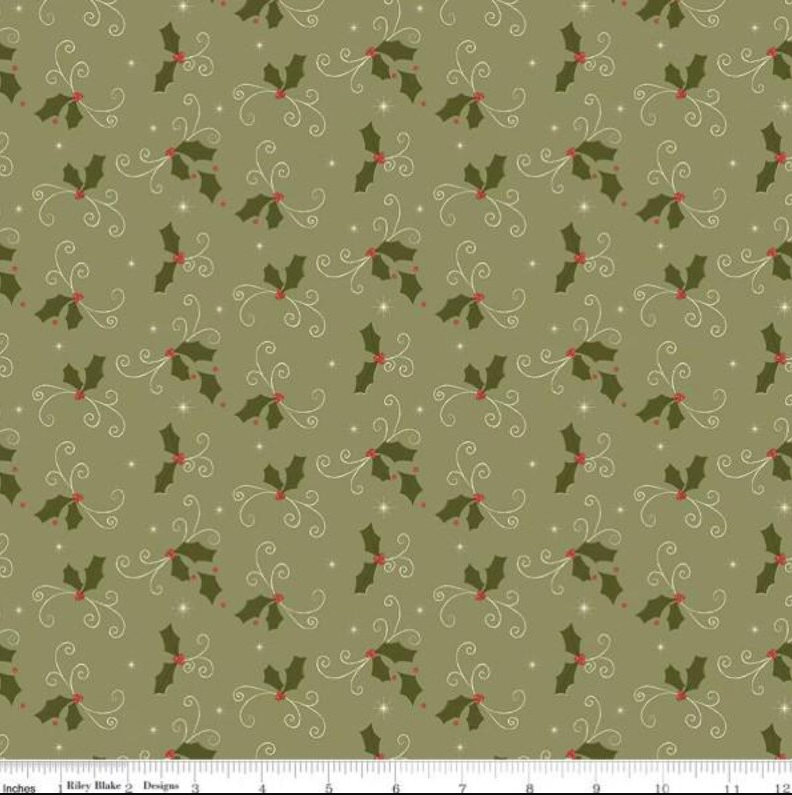 Christmas Greetings 1-Yard Bundle Spruce by Sandy Gervais for Riley Blake