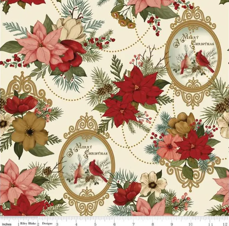 Christmas Greetings 1-Yard Bundle Cream by Sandy Gervais for Riley Blake