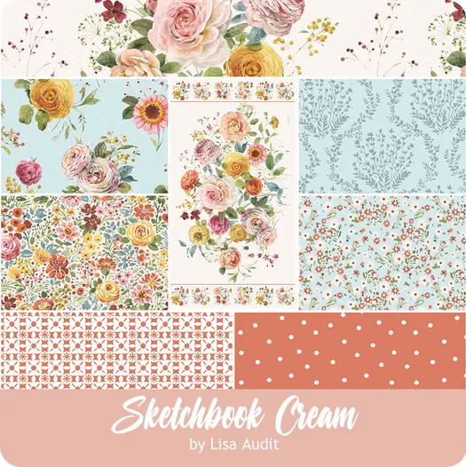 Cream Sketchbook One Yard Bundle By Lisa Audit for Riley Blake Designs