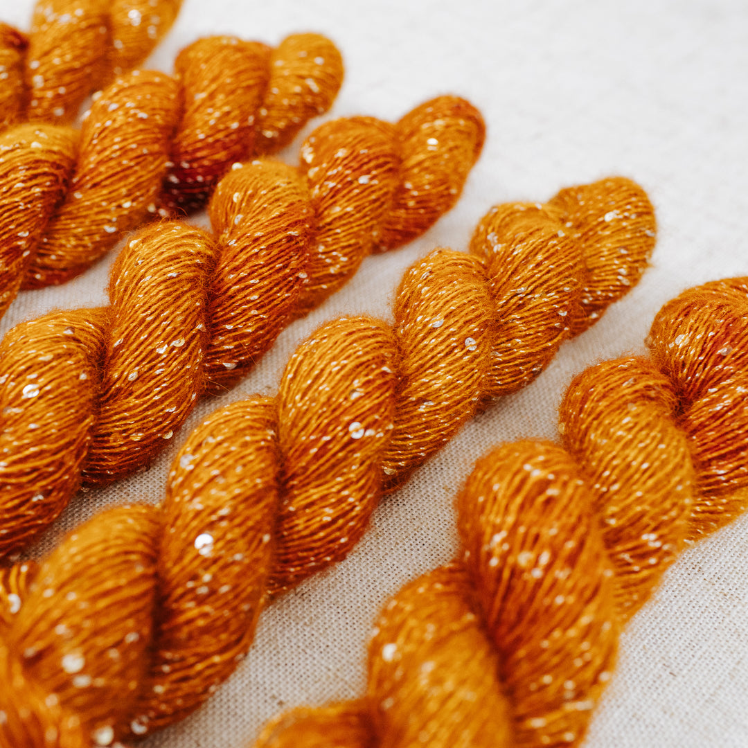 "Pumpkin Spice" Sequin Hand-Dyed Yarn