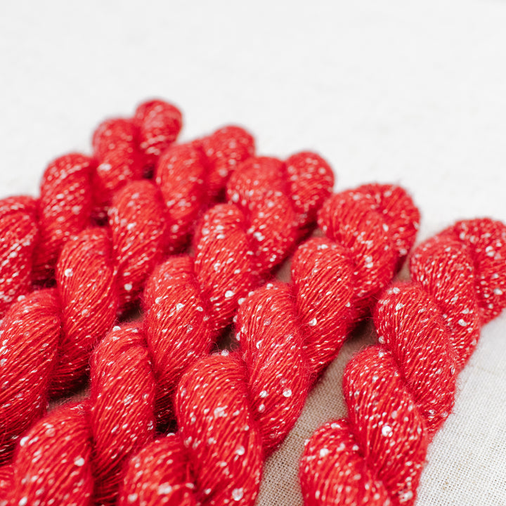 "Blossom Red" Sequin Hand-Dyed Yarn