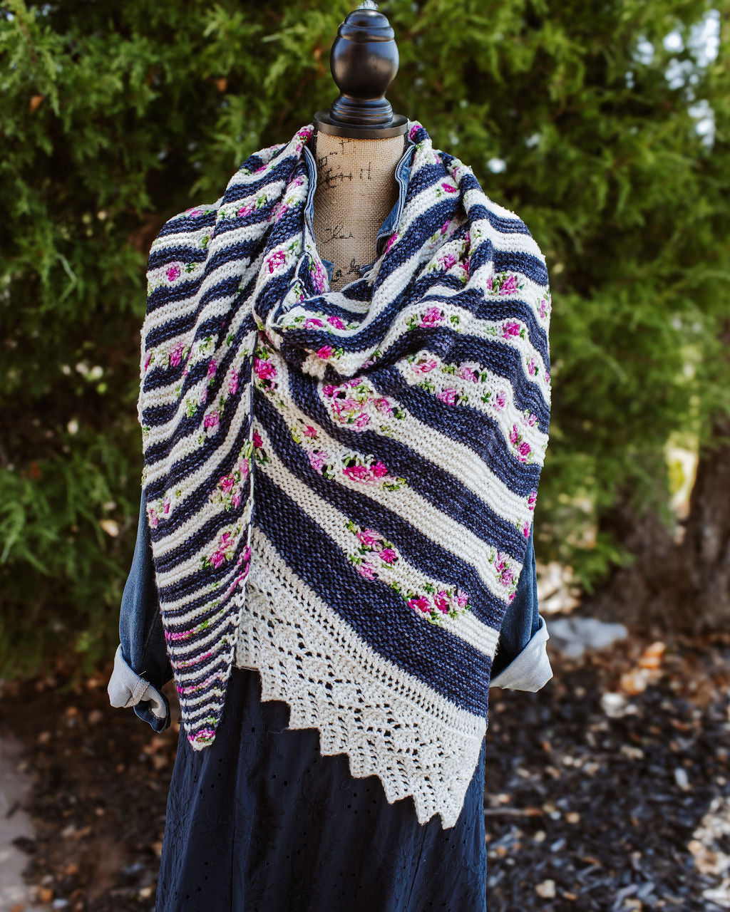 Floral Boquet Striped Shawl Hand-dyed Yarn Kit