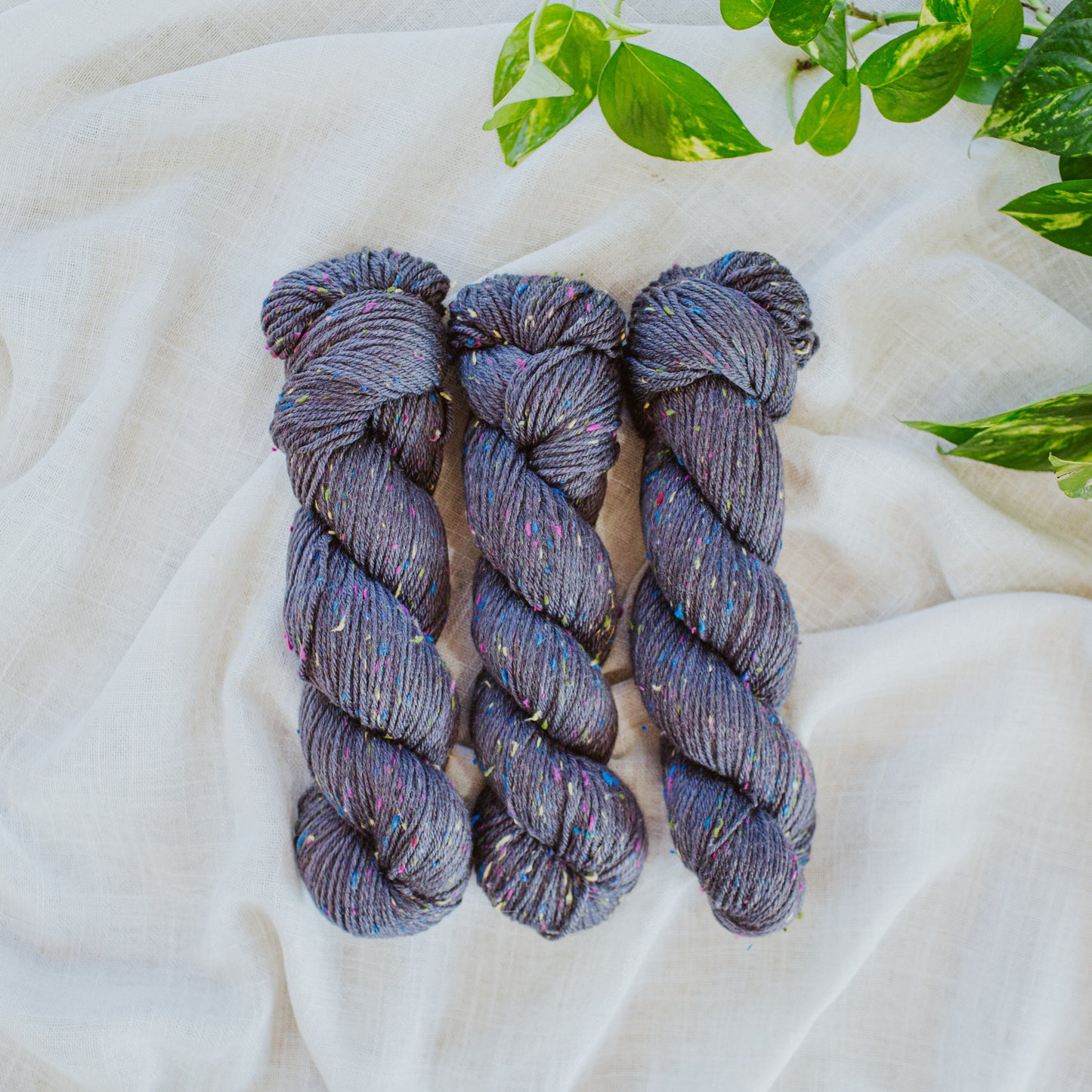 "Charcoal" Confetti Tweed Hand-dyed Yarn