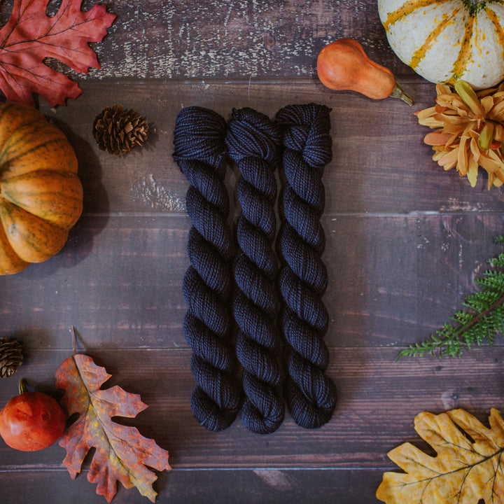 "Onyx" Mini Sock Hand-dyed Yarn – "Wicked" Collection