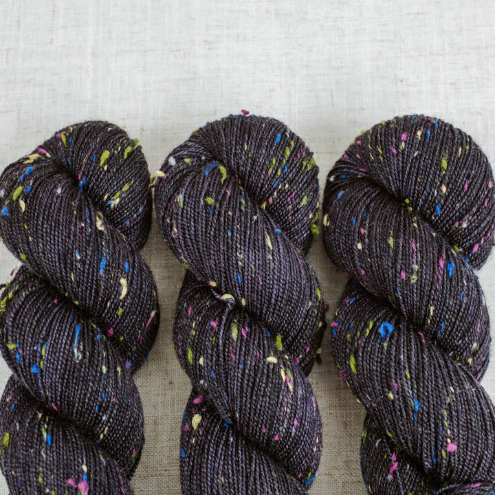 "Onyx" Confetti Tweed Sock Hand-dyed Yarn