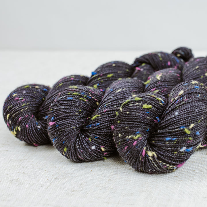 "Onyx" Confetti Tweed Sock Hand-dyed Yarn