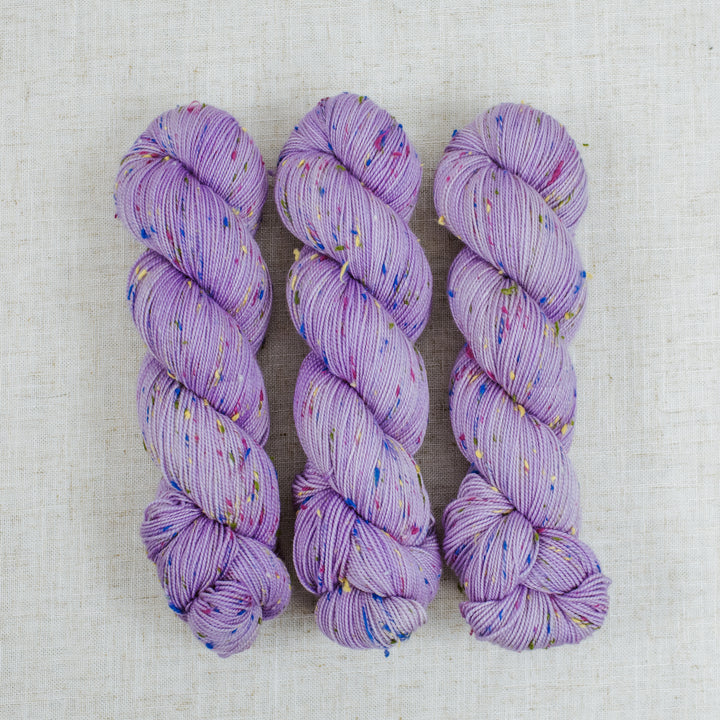 "Lilac" Confetti Tweed Sock Hand-dyed Yarn