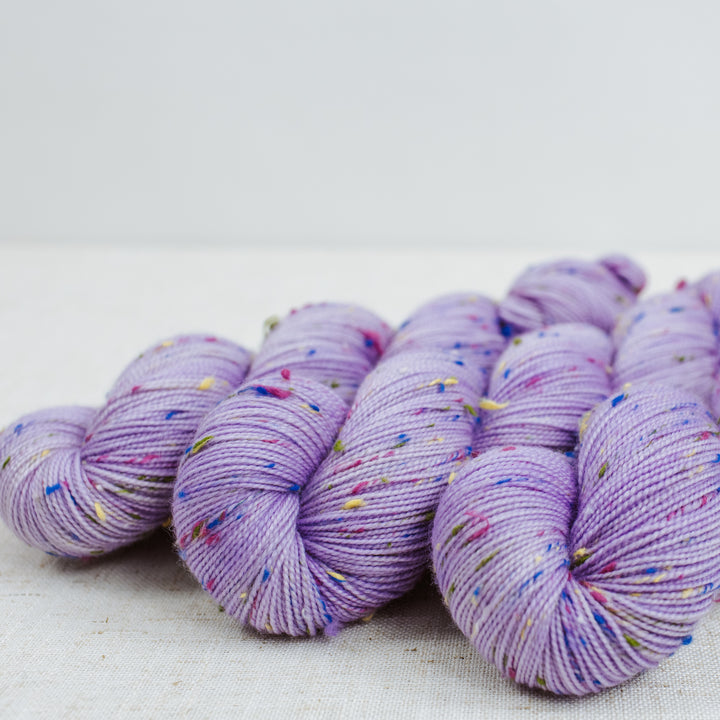 "Lilac" Confetti Tweed Sock Hand-dyed Yarn